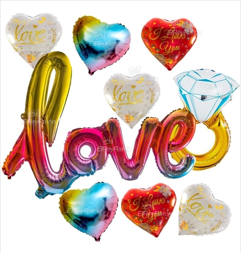 Kit De Globos De Corazón Love San Valentin Dia Del Amor E17