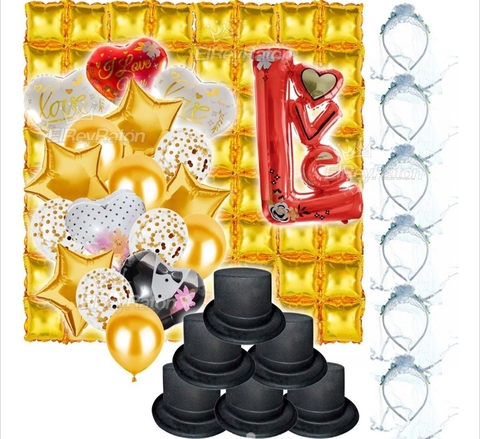 Kit De Globos Para Decorar Boda Sombreros Velos Novia