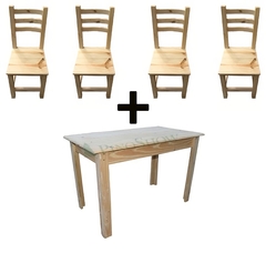 #534 Mesa Eco Pata ELE 120cm x 70cm + 4 Sillas Respaldo Curvo