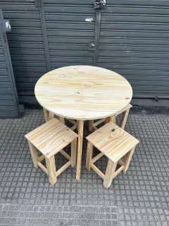#113 Mesa Redonda Nordica 80cm + 4 Banquetas - comprar online