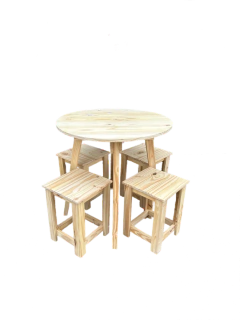 #113 Mesa Redonda Nordica 80cm + 4 Banquetas