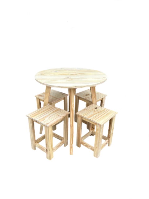 #113 Mesa Redonda Nordica 80cm + 4 Banquetas
