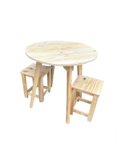 #114 Mesa Redonda Nordica 80cm + 2 Banquetas