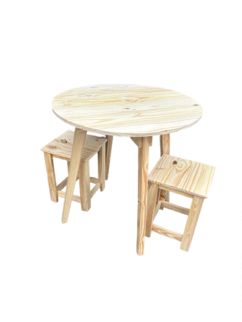 #114 Mesa Redonda Nordica 80cm + 2 Banquetas