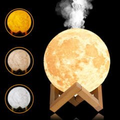 Lámpara de Luna 3D humidificador + base de madera