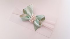 Faixa de bebê verde com pérolas (5.5cm) - comprar online