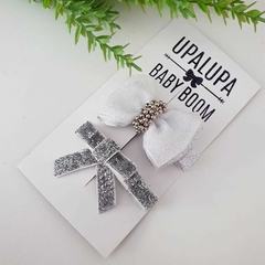 Hair clip prata gliter