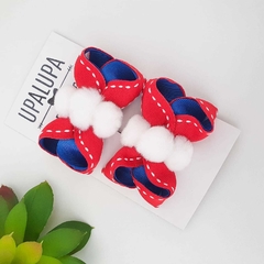 Par de laço escolar vermelho e azul