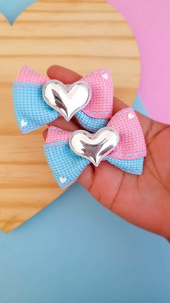 Laço formoso azul e rosa (8cm) - comprar online