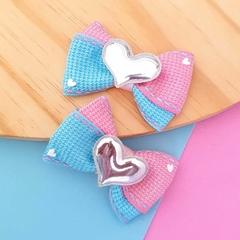 Laço formoso azul e rosa (8cm)