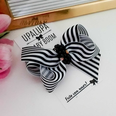 Laço listrado preto e branco (9 a 11cm) - comprar online