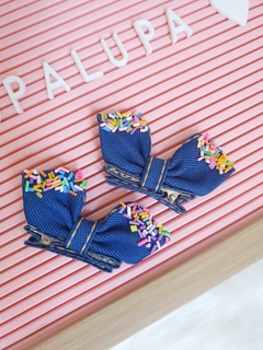 Lacinho jeans com granulado (7cm)