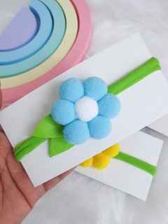 Faixa com flor de pompom (5cm) - Laços Upalupa
