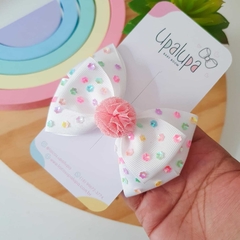 Laço branco amora (10cm) - Laços Upalupa