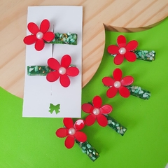Par de florzinha vermelha - Laços Upalupa