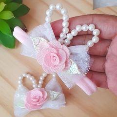 Laço lia com orelha de pérolas - Laços Upalupa