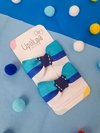 Par de laço escolar tricolor azul e branco