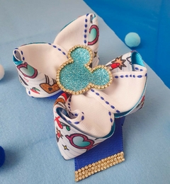 Laço escolar azul e branco minnie - comprar online