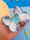 Laço escolar azul e branco minnie