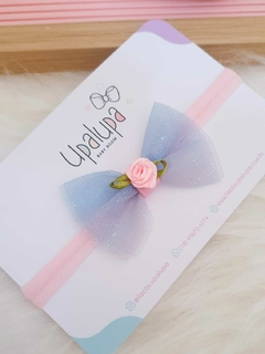 Faixa de tule azul e rosa romântica (7cm) na internet