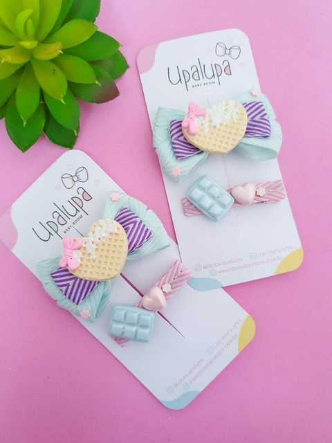 Hair clip de biscoito com cores candy
