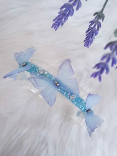Tiara cristal com borboletas azuis - loja online