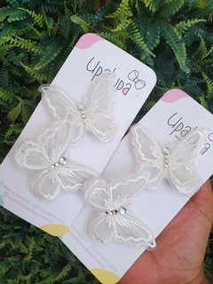 laço glamour com borboleta em tule bordado branco - comprar online