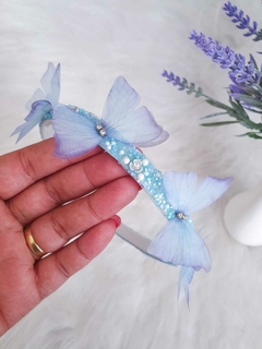 Imagem do Tiara cristal com borboletas azuis