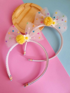 Tiara de tule com corações - Laços Upalupa