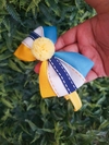 Tiara escolar amarela com azul