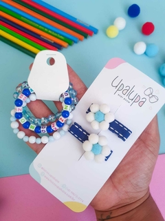 Kit flora azul e branco - Laços Upalupa