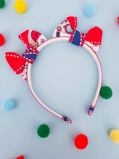 Tiara escolar maju vermelha e azul
