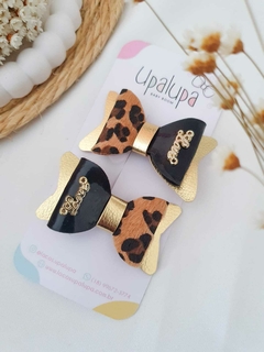 Imagem do Par de laço de inverno love animal print - 6 cm
