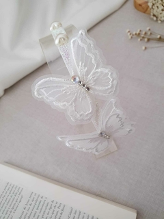 Tiara de borboleta branca lise - Laços Upalupa