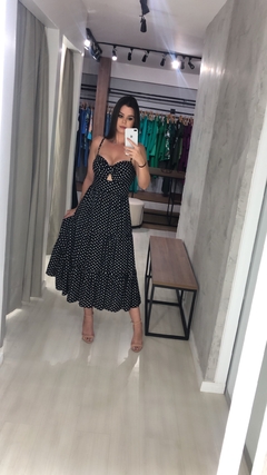 Vestido Jéssica Midi - Poá Preto - comprar online