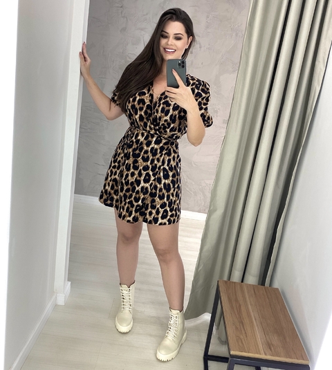 Vestido Érica Manga Princesa - Animal Print