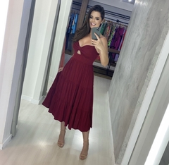 Vestido Jéssica Midi - Bordô na internet