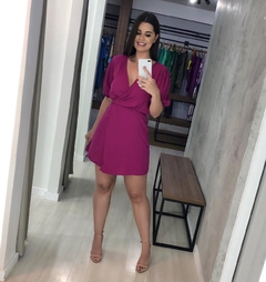 Vestido Érica Manga Princesa - Fúcsia - loja online