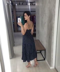 Vestido Jéssica Midi - Poá Azul - comprar online