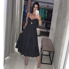 Vestido Jéssica Midi - Poá Preto