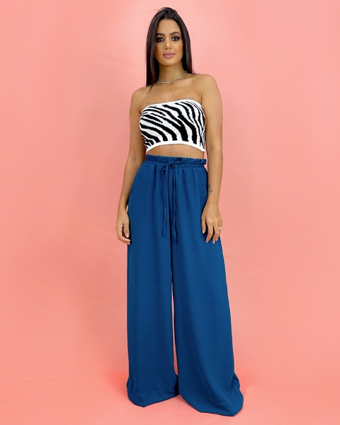 Calça Pantalona - Azul Petróleo