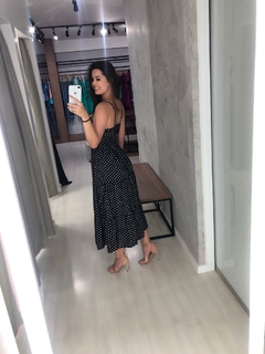 Vestido Jéssica Midi - Poá Preto na internet
