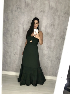 Vestido Jéssica Longo - Verde Militar - Closet RC Atacado