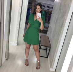 Vestido Érica Manga Princesa - Verde Bandeira - Closet RC Atacado