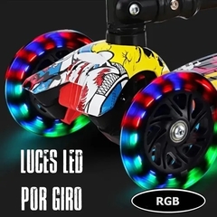 Monopatin REFORZADO CON CAÑO DE ACERO 4 Ruedas Silicona Luz Led Rgb en internet