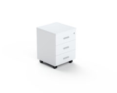 Escritorio Metal Blanco 140 con extensión y cajonera rodante 3 cajones - tienda online