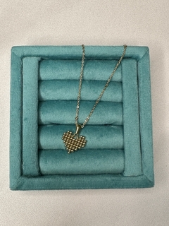 Colar Coração Bolinhas Aço Inox Dourado