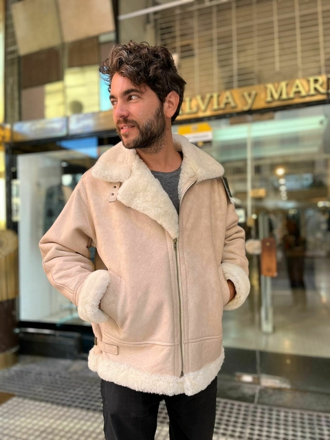 Bomber oversized shearling jacket
