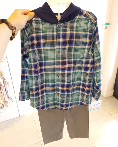 Carter´s Set 2 Piezas Camisa Capucha Pantalon Cuadrille