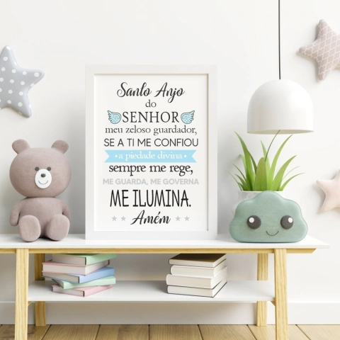 Quadro Santo Anjo do Senhor Tons de Azul